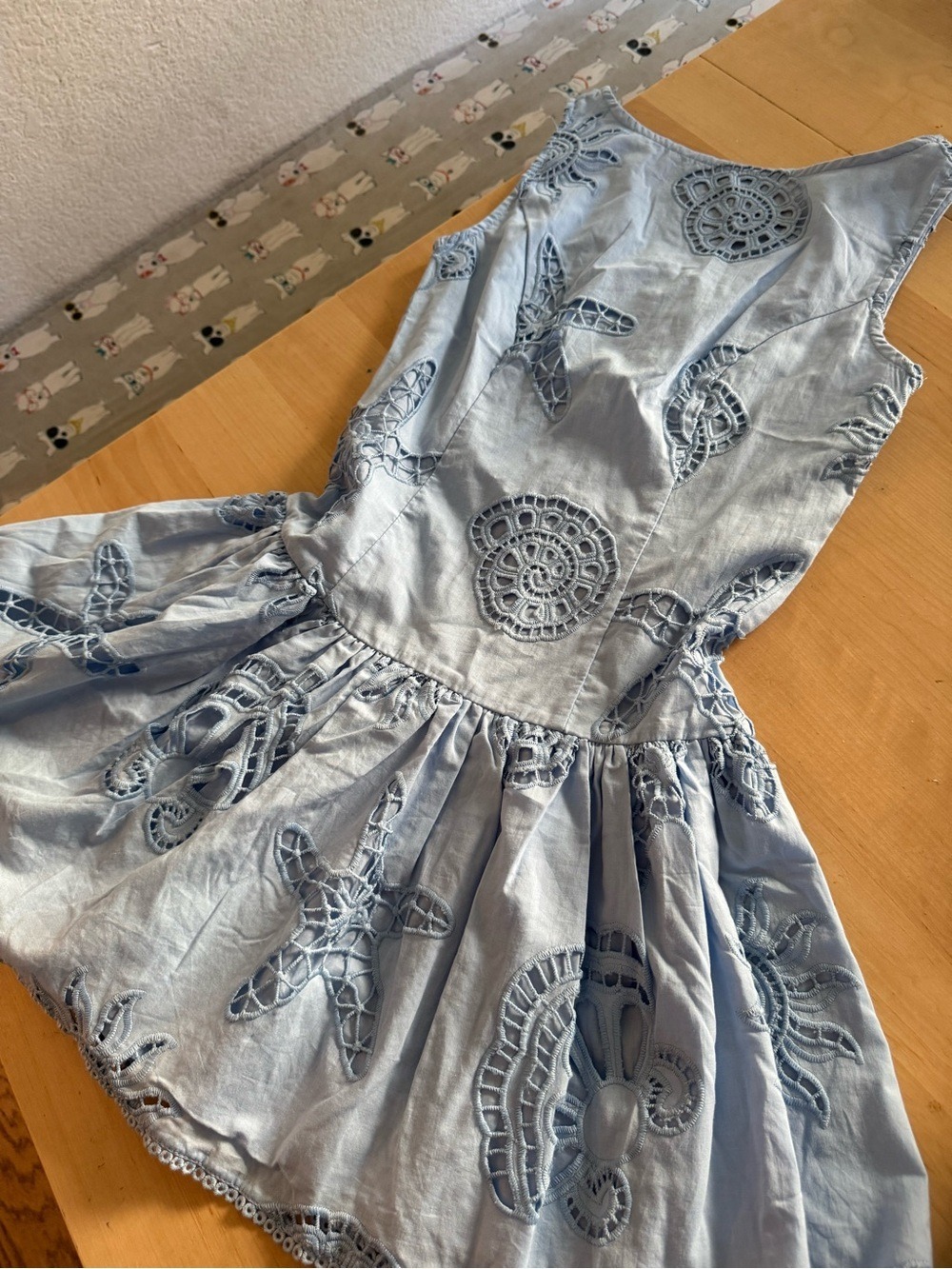 Caroline Constas Light Blue Dress Top with Embroidered Trim - Picture 4 of 4